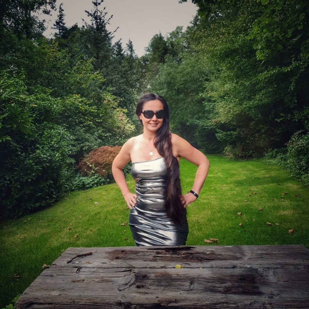 silver metallic dress