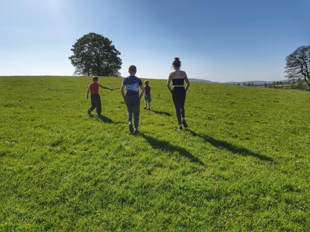 kids on a family walk
